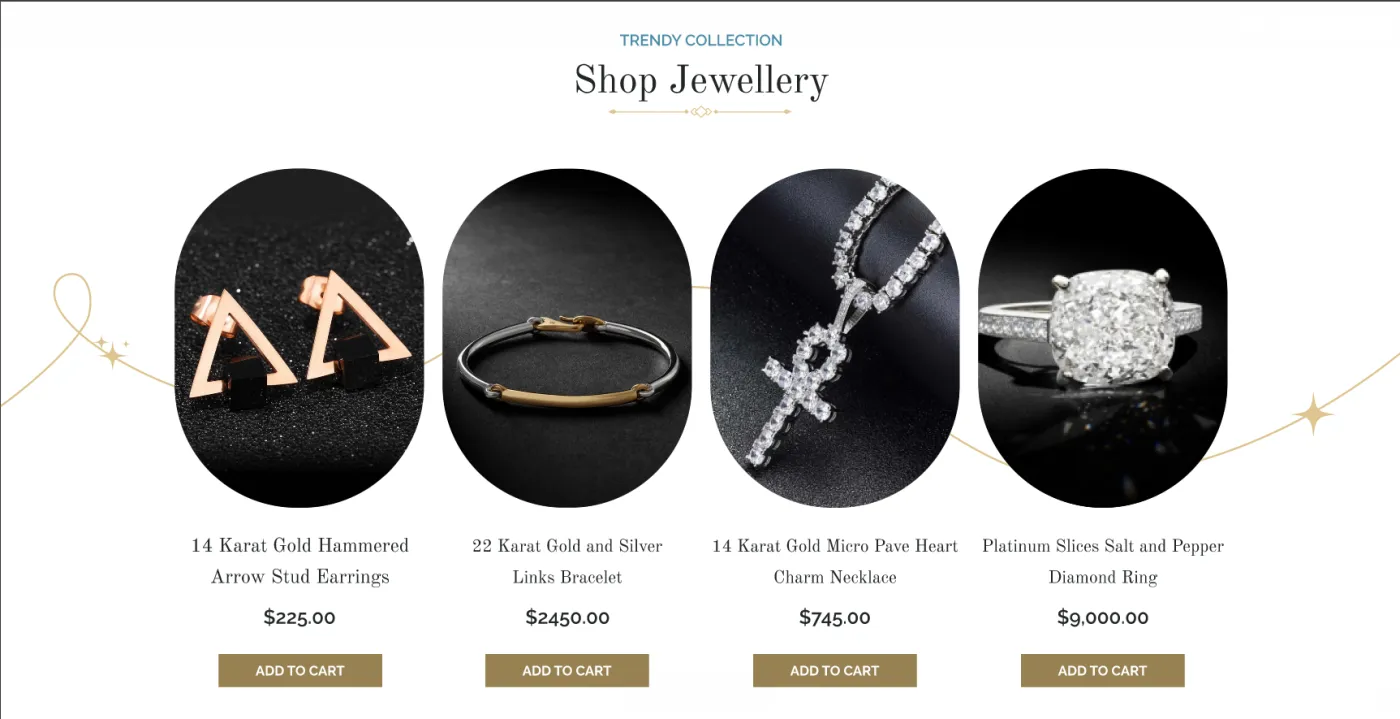 David Tishbi jewelry collection page with product listings