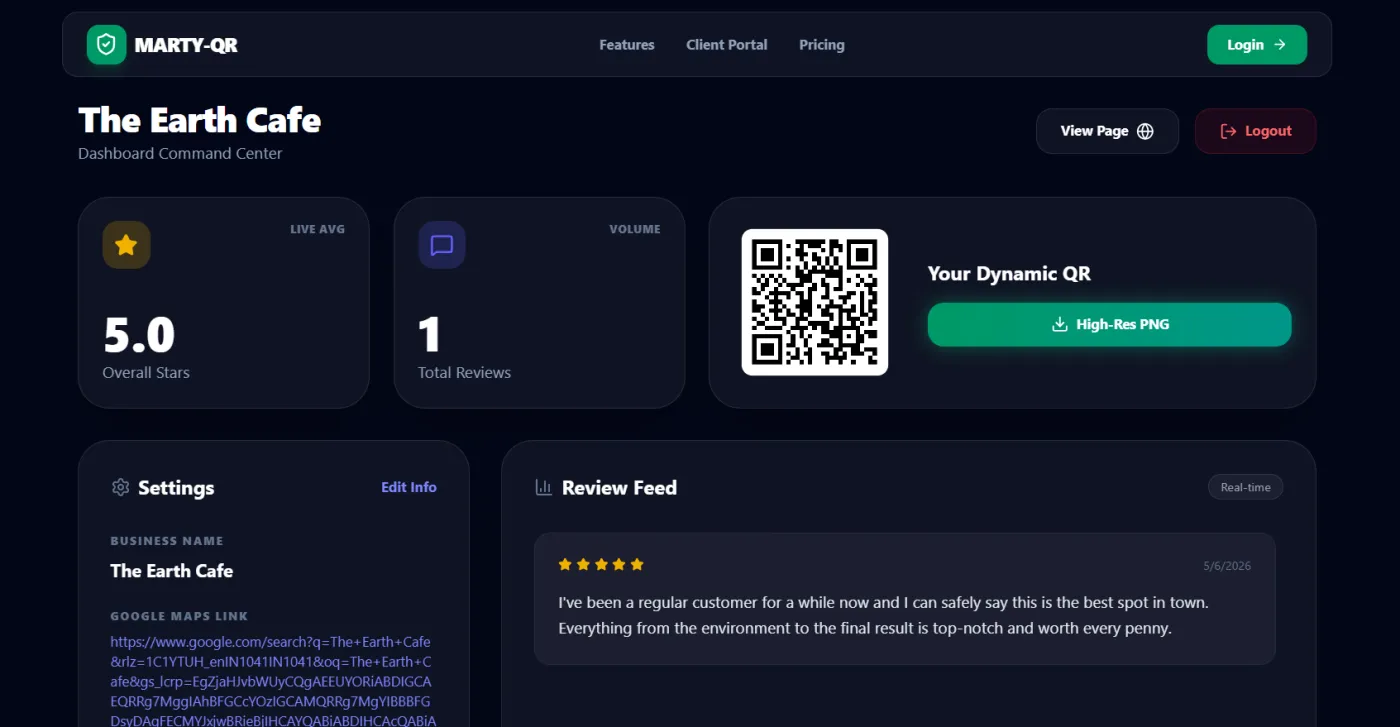 Marty-QR features overview for collecting customer reviews via QR codes